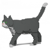 Jekca - Grey Tuxedo Cat 02S - Lego - Scultura - Costruzione - 4D - Animali di Mattoncini - Toys