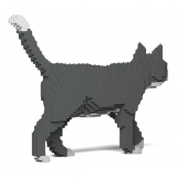 Jekca - Grey Tuxedo Cat 02S - Lego - Scultura - Costruzione - 4D - Animali di Mattoncini - Toys