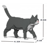 Jekca - Grey Tuxedo Cat 02S - Lego - Scultura - Costruzione - 4D - Animali di Mattoncini - Toys