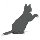 Jekca - Grey Tuxedo Cat 03S - Lego - Sculpture - Construction - 4D - Brick Animals - Toys