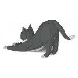 Jekca - Grey Tuxedo Cat 04S - Lego - Sculpture - Construction - 4D - Brick Animals - Toys