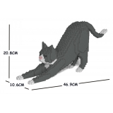 Jekca - Grey Tuxedo Cat 04S - Lego - Scultura - Costruzione - 4D - Animali di Mattoncini - Toys