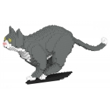 Jekca - Grey Tuxedo Cat 06S - Lego - Scultura - Costruzione - 4D - Animali di Mattoncini - Toys