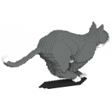 Jekca - Grey Tuxedo Cat 06S - Lego - Sculpture - Construction - 4D - Brick Animals - Toys