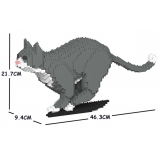 Jekca - Grey Tuxedo Cat 06S - Lego - Scultura - Costruzione - 4D - Animali di Mattoncini - Toys