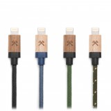 Woodcessories - Noce / Nero - Cavo Lightning Mfi in Legno 1,2 m - Eco Cable - Cavo Lighting USB Apple in Legno