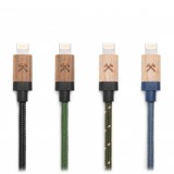 Woodcessories - Acero / Blu Navy - Cavo Lightning Mfi in Legno 1,2 m - Eco Cable - Cavo Lighting USB Apple in Legno