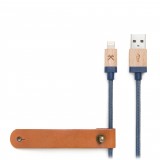 Woodcessories - Maple / Blue Navy - Wooden Mfi Lightning Cable 1.2 m - Eco Cable - Wooden Apple USB Lighting Cable