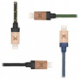 Woodcessories - Walnut / Green - Wooden Mfi Lightning Cable 1.2 m - Eco Cable - Wooden Apple USB Lighting Cable