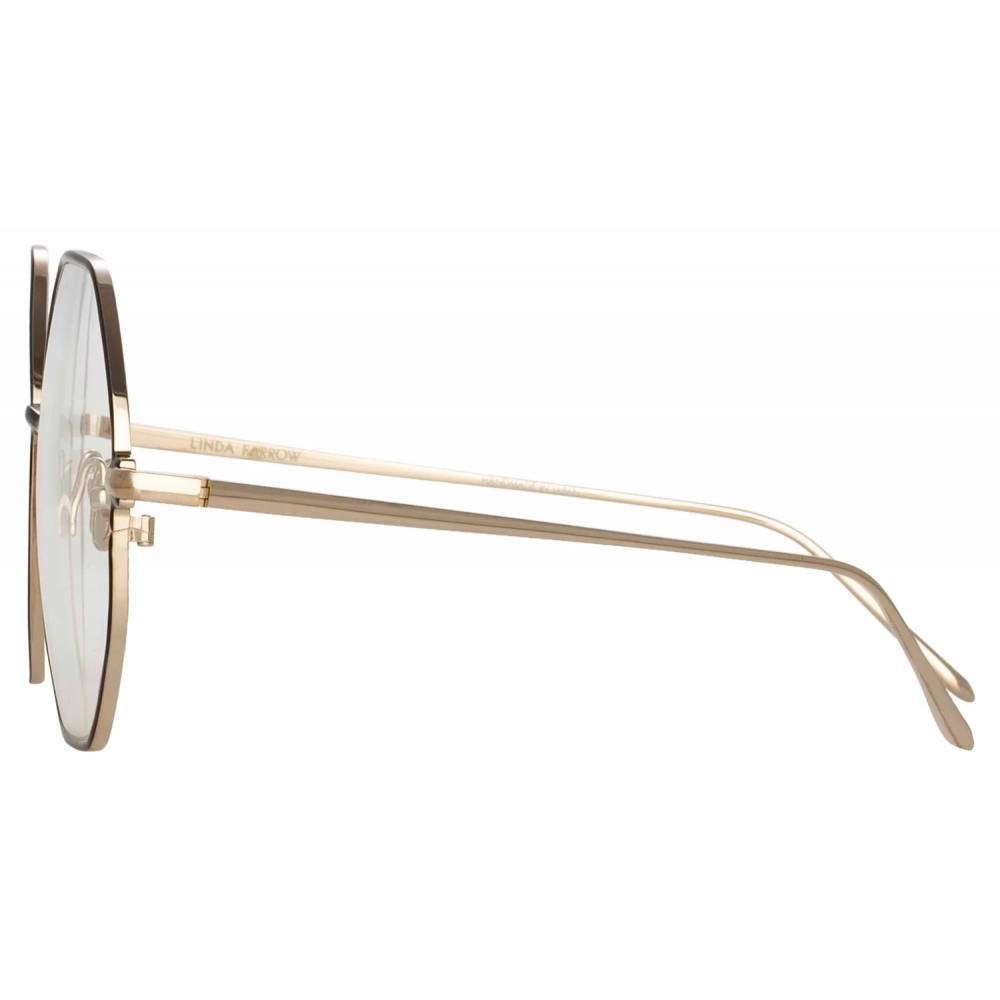 Linda Farrow - Leif Oversized Optical Glasses in Light Gold Brown ...