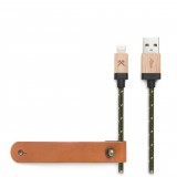 Woodcessories - Maple / Green / Brown - Wooden Mfi Lightning Cable 1.2 m - Eco Cable - Wooden Apple USB Lighting Cable