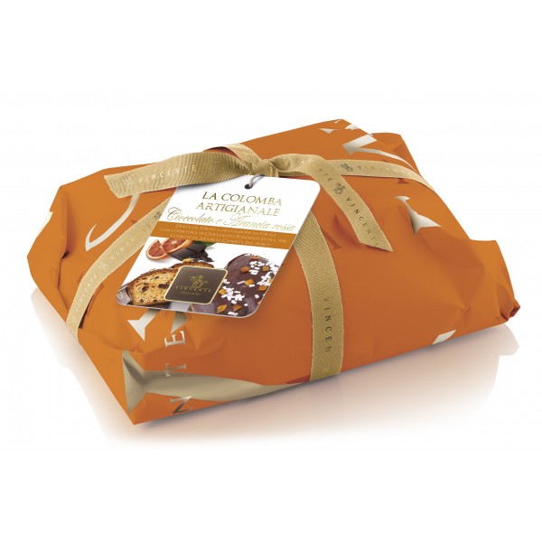 Vincente Delicacies - Artisan Easter Dove - Candied Red Orange and Extra Dark Chocolate 70% - Classique - Hand Wrapped