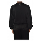 Dondup - Crew Neck Sweater with Elastic Stitching - Black - Knitwear - Luxury Exclusive Collection