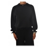 Dondup - Crew Neck Sweater with Elastic Stitching - Black - Knitwear - Luxury Exclusive Collection
