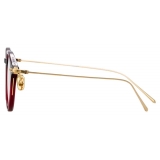 Linda Farrow - Linear Arris Oval Optical Glasses in Burgundy - LF06C4OPT - Linda Farrow Eyewear