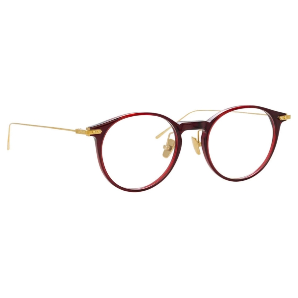 Linda Farrow - Linear Chevron Oval Optical Glasses in Burgundy - LF08C4OPT - Linda Farrow Eyewear