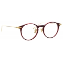 Linda Farrow - Linear Chevron Oval Optical Glasses in Burgundy - LF08C4OPT - Linda Farrow Eyewear