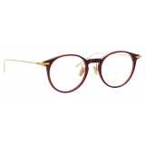 Linda Farrow - Occhiali da Vista Linear Chevron Ovale in Bordeaux - LF08C4OPT - Linda Farrow Eyewear