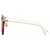 Linda Farrow - Linear Chevron Oval Optical Glasses in Burgundy - LF08C4OPT - Linda Farrow Eyewear