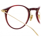 Linda Farrow - Linear Chevron Oval Optical Glasses in Burgundy - LF08C4OPT - Linda Farrow Eyewear