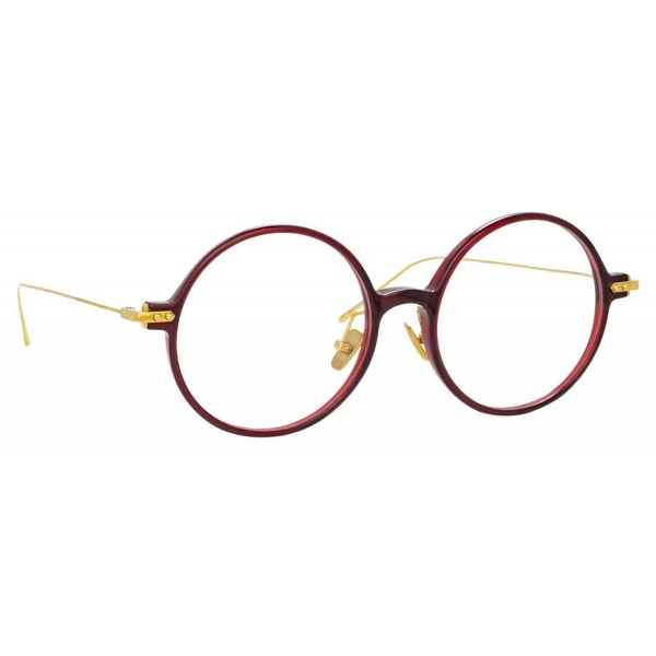 Linda Farrow - Linear Savoye A Round Optical Glasses in Burgundy - LF09AC4OPT - Linda Farrow Eyewear