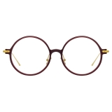 Linda Farrow - Linear Savoye A Round Optical Glasses in Burgundy - LF09AC4OPT - Linda Farrow Eyewear