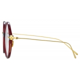 Linda Farrow - Linear Savoye A Round Optical Glasses in Burgundy - LF09AC4OPT - Linda Farrow Eyewear