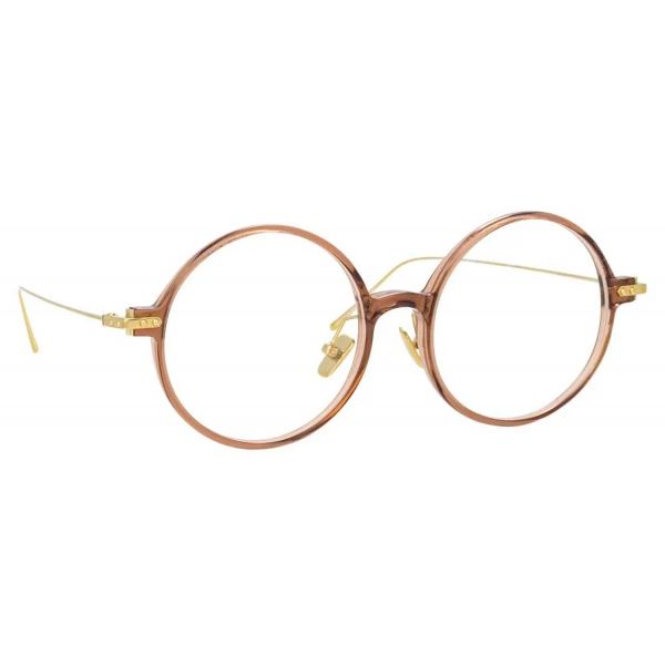 Linda Farrow - Linear Savoye A Round Optical Glasses in Tobacco - LF09AC8OPT - Linda Farrow Eyewear
