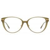 Linda Farrow - Linear Arch A Cat Eye Optical Glasses in Khaki - LF26AC5OPT - Linda Farrow Eyewear