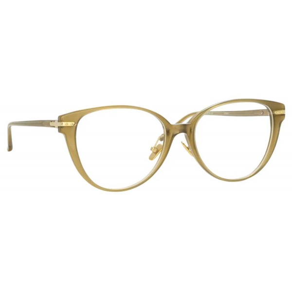 Linda Farrow - Linear Arch Cat Eye Optical Glasses in Khaki - LF26C5OPT - Linda Farrow Eyewear