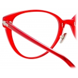 Linda Farrow - Linear Arch Cat Eye Optical Glasses in Crimson - LF26C6OPT - Linda Farrow Eyewear