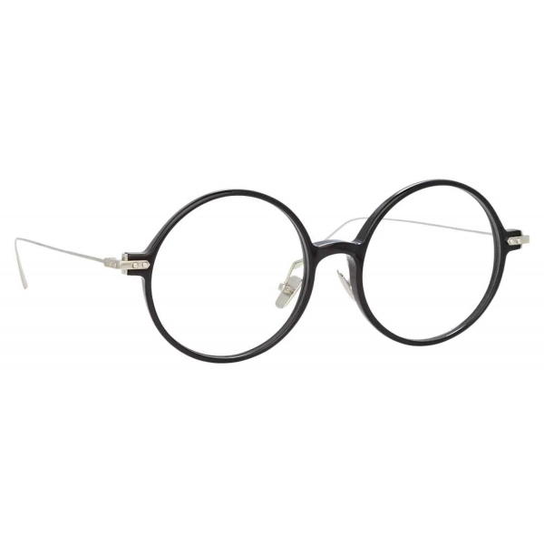 Linda Farrow - Linear Savoye Round Optical Glasses in Black - LF09C2OPT - Linda Farrow Eyewear