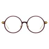 Linda Farrow - Linear Savoye Round Optical Glasses in Burgundy - LF09C4OPT - Linda Farrow Eyewear