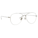 Linda Farrow - Lloyds Aviator Optical Glasses in White Gold - LF31C6OPT - Linda Farrow Eyewear