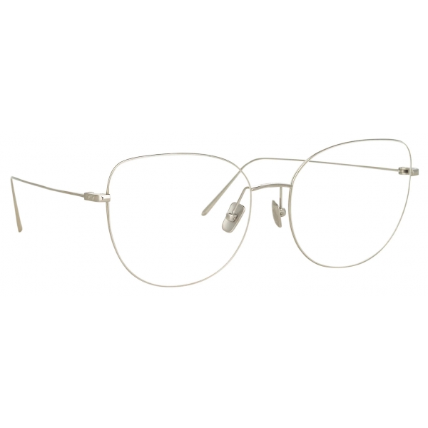Linda Farrow - Maya Cat Eye Optical Glasses in White Gold - LF38C2OPT - Linda Farrow Eyewear