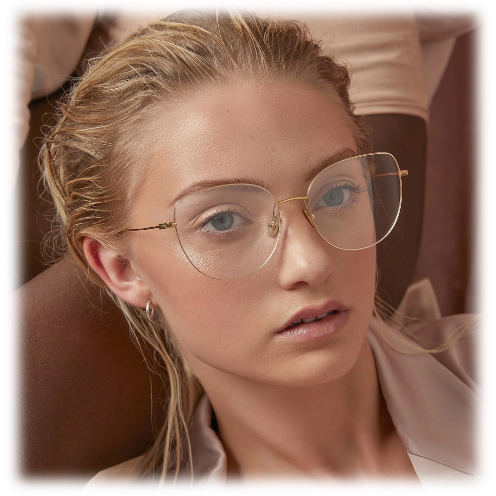 Linda Farrow - Occhiali da Vista Rotondi 741 C10 - Oro Bianco con Bordo in  Oro Giallo - Linda Farrow Eyewear - Avvenice