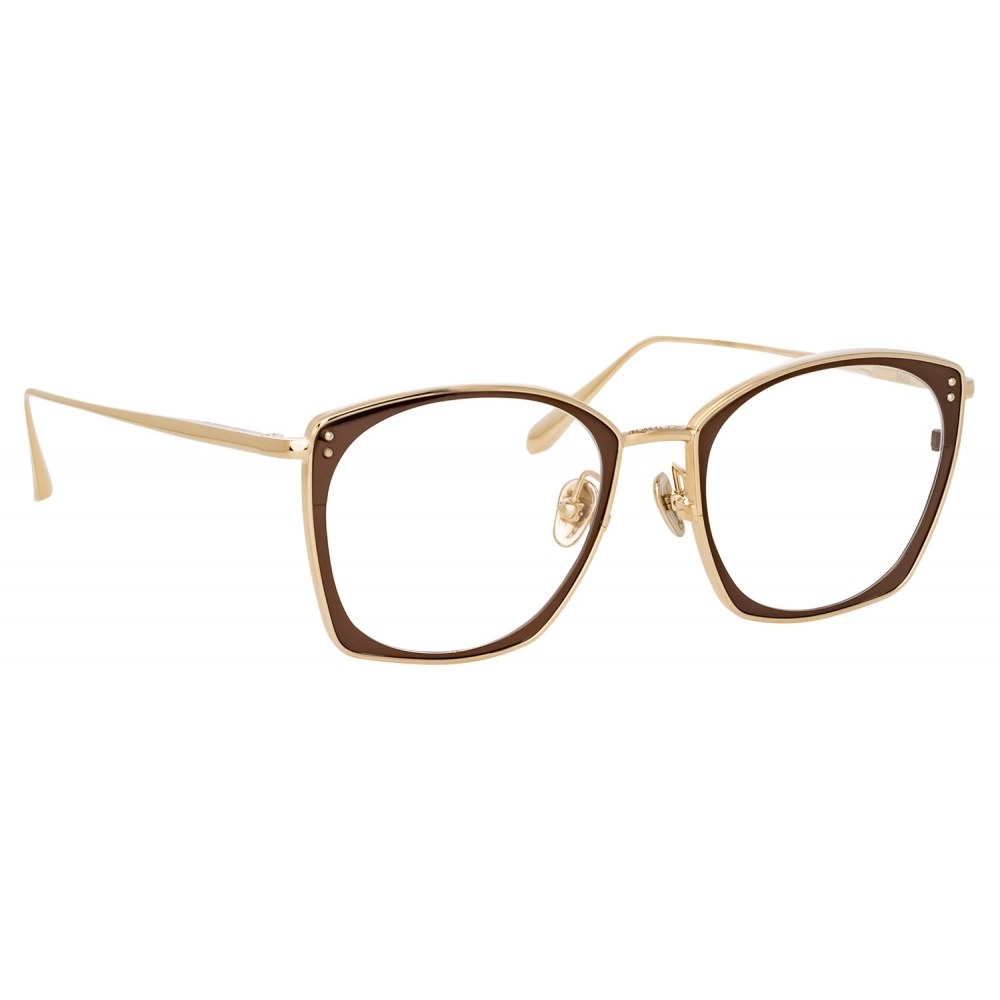 Simone Square Optical Frame in Yellow Gold by LINDA FARROW – LINDA