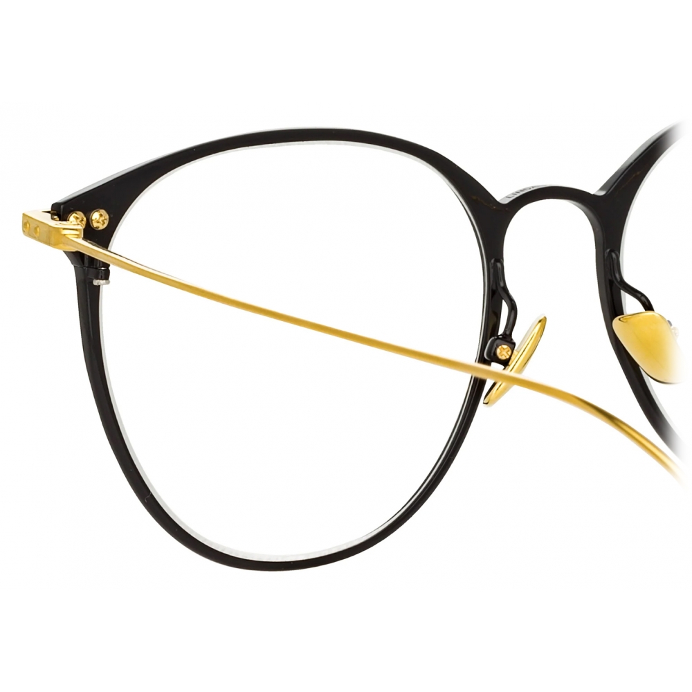 Linda Farrow Sophia A Oval Optical Glasses In Black Yellow Gold Lf45ac1opt Linda Farrow