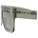 Fendi - Fendi Roma - Occhiali da Sole Squadrata Oversize - Grigio Trasparente - Occhiali da Sole - Fendi Eyewear