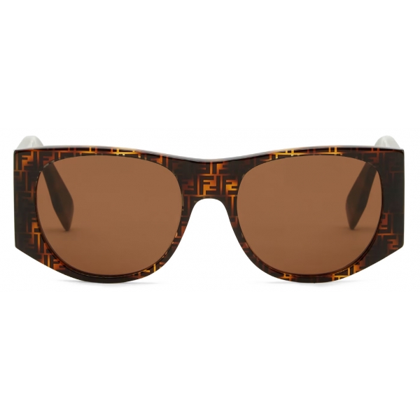 Fendi - Fendi Baguette - Oversize Oval Sunglasses - Havana - Sunglasses - Fendi Eyewear