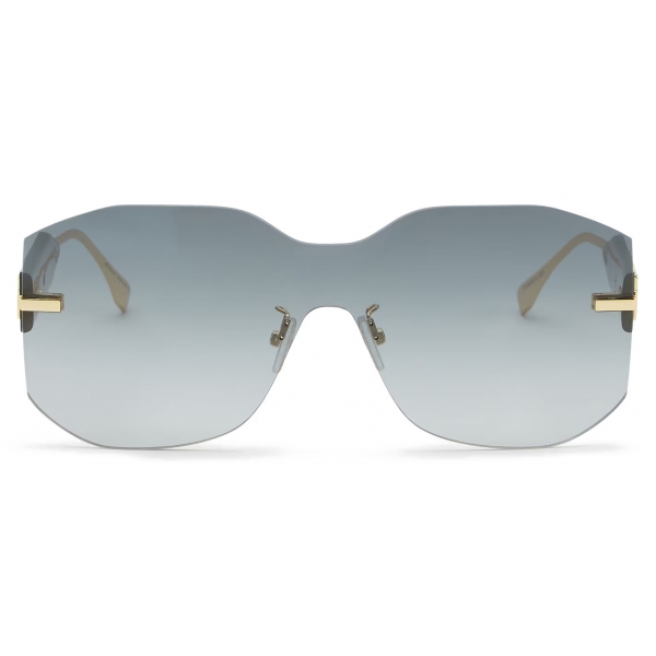 Fendi - Fendi Fendigraphy - Shield Sunglasses - Gold Petrol Green - Sunglasses - Fendi Eyewear