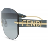 Fendi - Fendi Fendigraphy - Occhiali da Sole a Mascherina - Oro Verde Petrolio - Occhiali da Sole - Fendi Eyewear