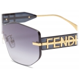 Fendi - Fendi Fendigraphy - Occhiali da Sole Rettangolare - Oro Blu Sfumato - Occhiali da Sole - Fendi Eyewear