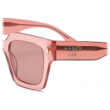 Fendi - Fendi Roma - Square Sunglasses - Transparent Pink - Sunglasses - Fendi Eyewear