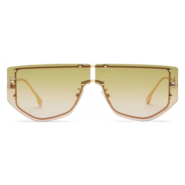 Fendi Fendi First Shield Sunglasses Gold Khaki Pink Gradient Sunglasses Fendi Eyewear 6309