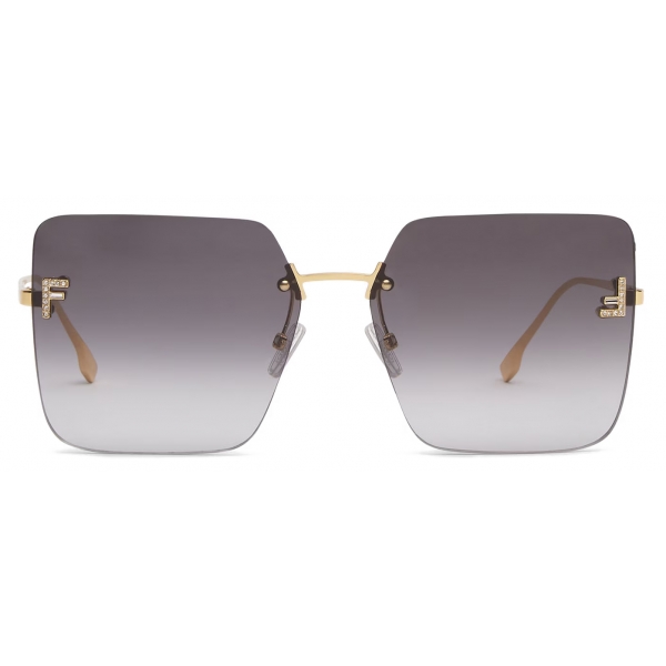 Fendi - Fendi First - Oversized Square Sunglasses - Gold Gray Gradient - Sunglasses - Fendi Eyewear
