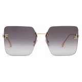 Fendi - Fendi First - Occhiali da Sole Squadrata Oversize - Oro Grigio Sfumato - Occhiali da Sole - Fendi Eyewear