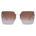 Fendi - Fendi First - Oversized Square Sunglasses - Palladium Brown Purple Gradient - Sunglasses - Fendi Eyewear