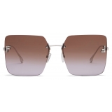 Fendi - Fendi First - Occhiali da Sole Squadrata Oversize - Palladio Marrone Viola Sfumato - Occhiali da Sole - Fendi Eyewear