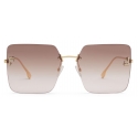 Fendi - Fendi First - Occhiali da Sole Squadrata Oversize - Oro Marrone Rosa Sfumato - Occhiali da Sole - Fendi Eyewear